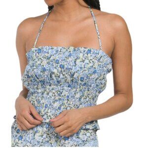 New Emory Park Blue Floral Halter top & Shorts Set S